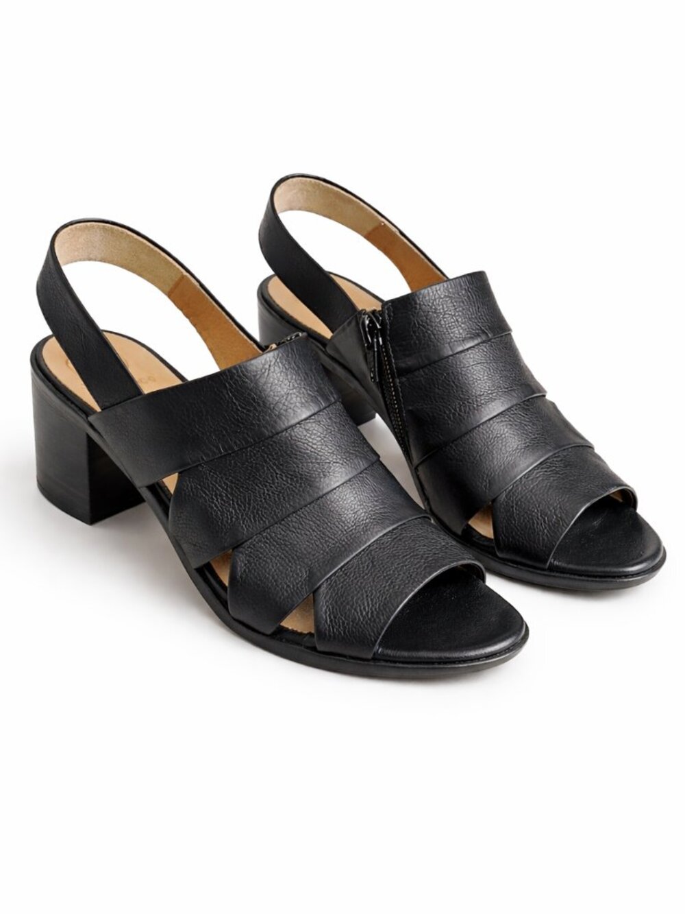 Coclico luxury hand crafted leather sling black block heel minimalist sandals